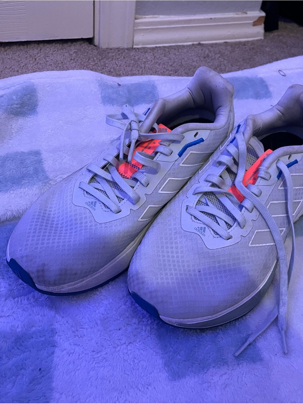 adidas Women's Athletic Running Shoes in Light Gray with Pink Accents